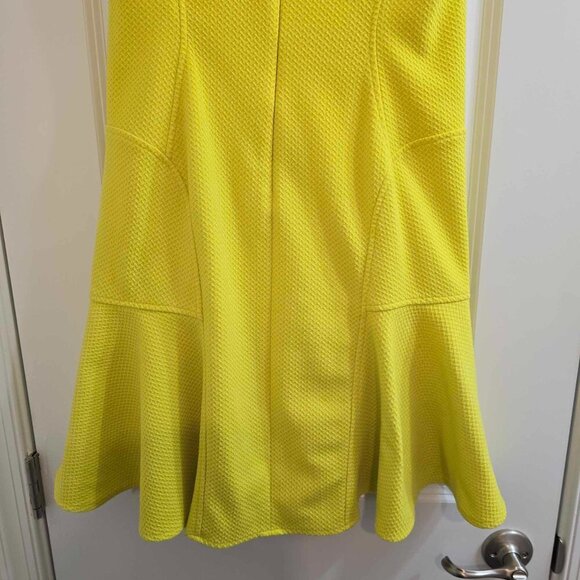 Betsey Johnson Dress - Yellow Textured Knit Stretch with Ruffle Hem - Picture 10 of 10